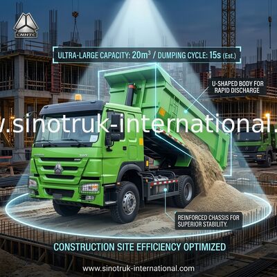 Sinotruk Howo camión de descarga de tiradores 380hp 6 × 4 U Forma de carga cuerpo de color verde