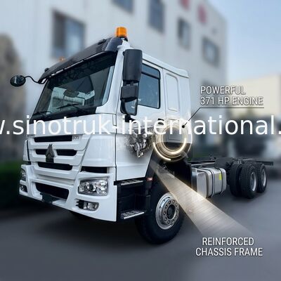 SINOTRUK HOWO Chasis del camión SINOTRUK Motor 371HP 6 × 4 RHD con luz de advertencia utilizado en camiones de basura camiones de carga camiones de agua