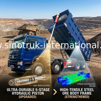 Camión volquete azul de SINOTRUK HOWO LHD 12wheels 8X4 400HP para la explotación minera Front Lifting 50Tons